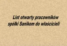 List otwarty pracowników spółki Sanikom do właścicieli