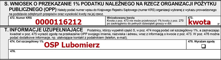1 procent dla OSP KSRG Lubomierz