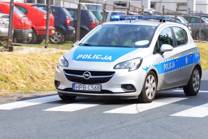 Policja radiowóz Proszówka przejście