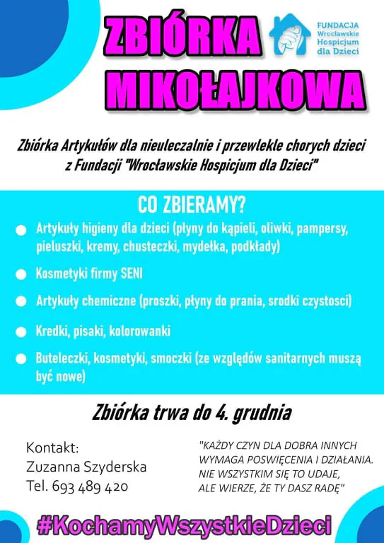 Mikołajkowa zbiórka dla dzieci z hospicjum 1 mikolajkowa zbiorka dla dzieci z hospicjum