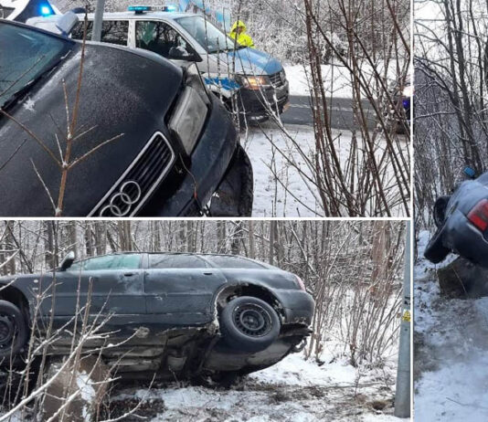 Audi wypadło z drogi