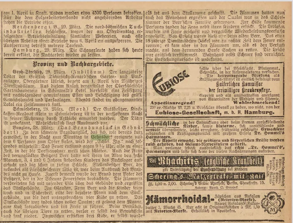 artykuł z ,,Der Oberschelsische Wanderer" z dnia 30 III 1907 r
