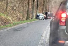Kolizja na drodze powiatowej