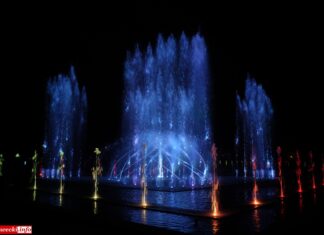 Fontanny multimedialne w parku w Legnicy - tańczące fontanny 18