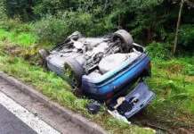 Dachowanie na DK30 feralny zakręt Radoniów