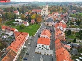 Lubomierz rynek z lotu ptaka dron