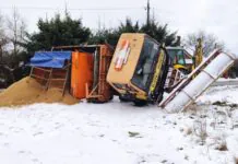 Kolejna pługopiaskarka w rowie
