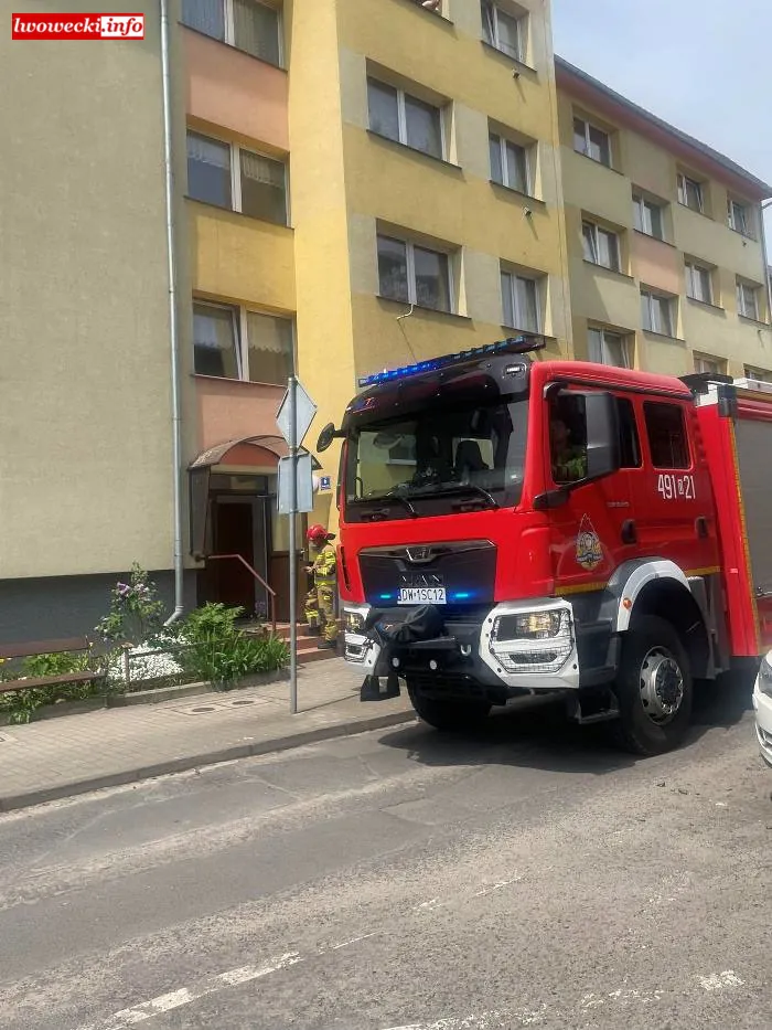 Lwówek Śląski. Trzy osoby trafiły do szpitala 1 lwowek straz pozarna czujka czadu 2