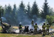 Spłonęła przyczepa campingowa