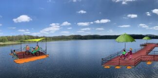 pływajaca platforma bożkowice jezioro Leśniańskie