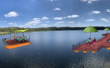 pływajaca platforma bożkowice jezioro Leśniańskie