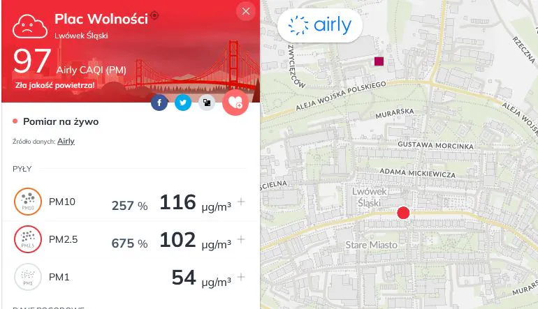 Fatalna jakość powietrza w Lwówku Śląskim. Norma przekroczona o 889 proc. 2 jakosc powietrza lwowek 3