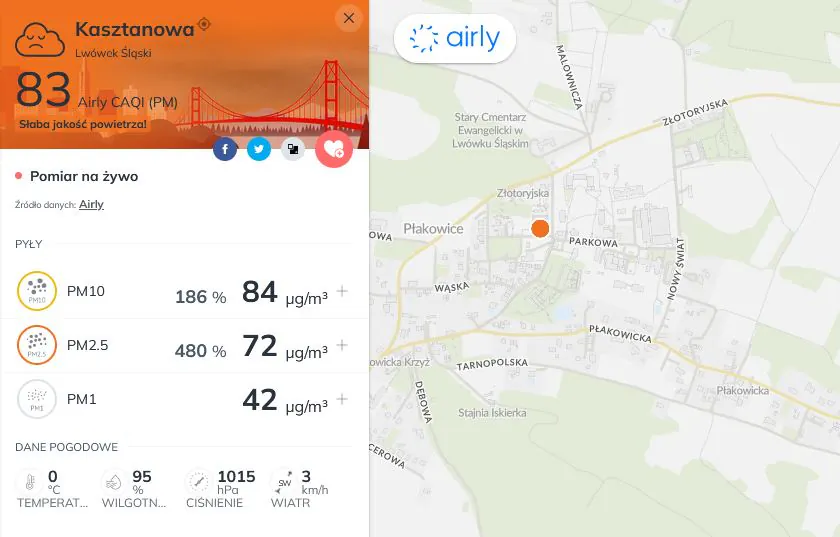 Fatalna jakość powietrza w Lwówku Śląskim. Norma przekroczona o 889 proc. 3 jakosc powietrza lwowek 4
