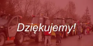 Organizatorzy protestu rolników dziękują za wsparcie
