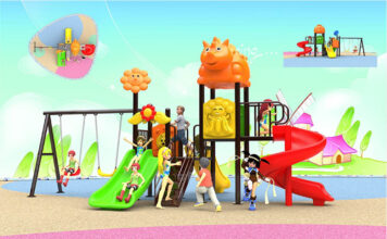 Kolorowy plac zabaw stanie w Lubomierzu