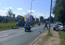 Wypadek z udziałem policyjnego BMW