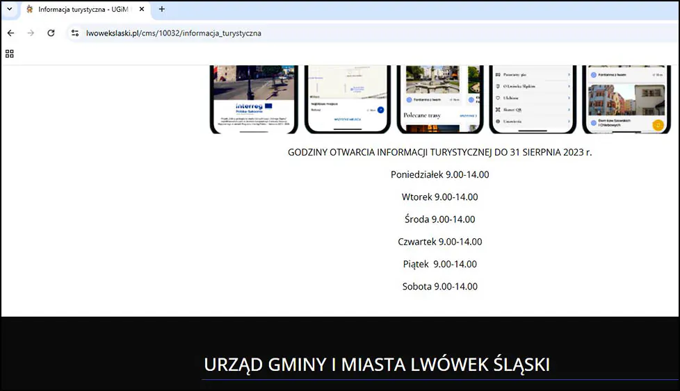 GODZINY OTWARCIA INFORMACJI TURYSTYCZNEJ Lwowek Slaski