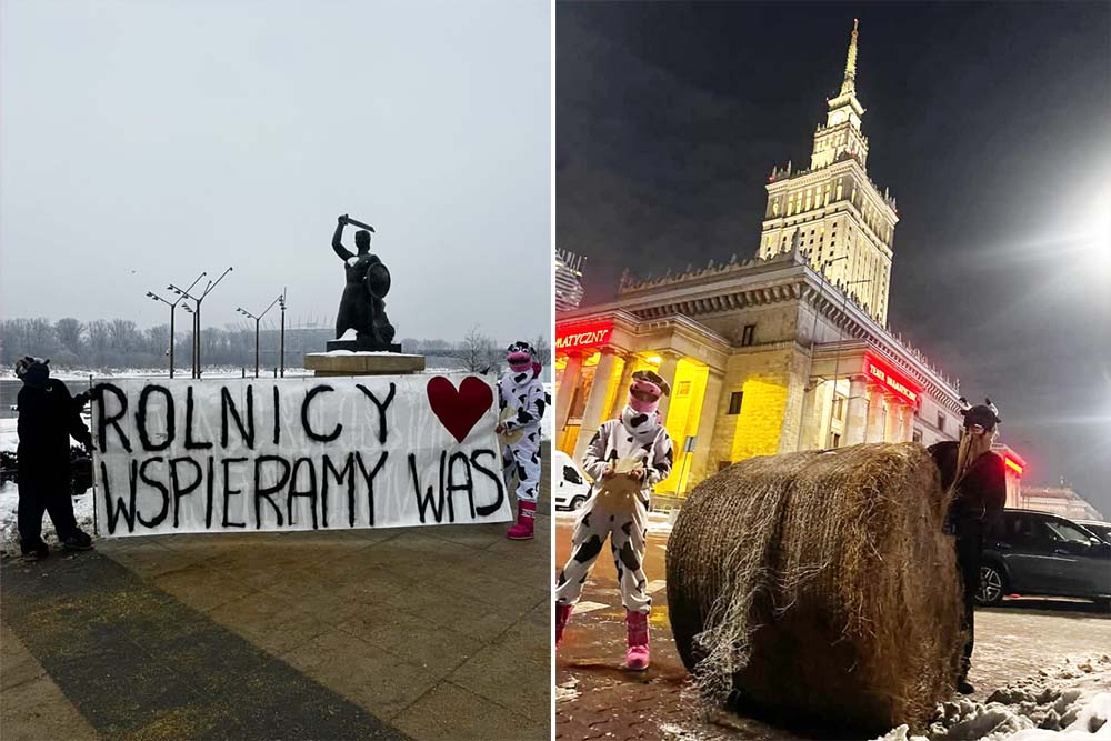 Nasi rolnicy na proteście w Warszawie. Zawieźli balota siana pod Pałac Kultury
