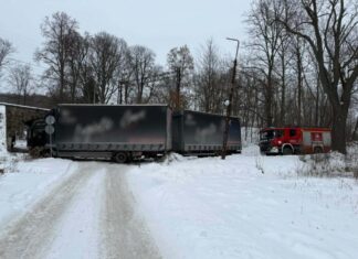 Ciężarówka w rowie