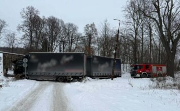 Ciężarówka w rowie