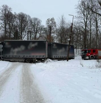 Ciężarówka w rowie