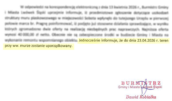 Ile warte jest słowo burmistrza Kobiałki? 2 mur sobota kobialka