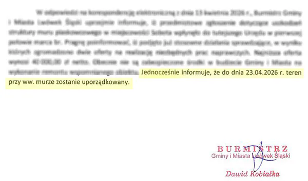 Ile warte jest słowo burmistrza Kobiałki? 2 mur sobota kobialka