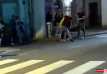 Wybryki chuligańskie w centrum Gryfowa Śląskiego. Policja ustala sprawców. chuligan bójka gryfów żabka centrum