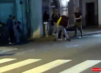 Wybryki chuligańskie w centrum Gryfowa Śląskiego. Policja ustala sprawców. chuligan bójka gryfów żabka centrum