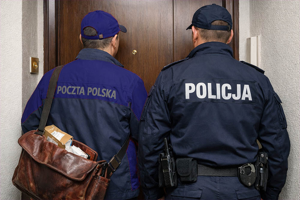 Do drzwi zapukał listonosz. Przyniósł paczkę. Sprawą zajmuje się Policja