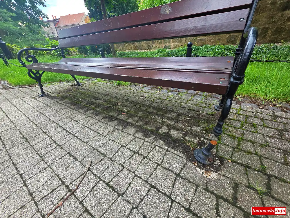 Lwówek Śląski - zanim dojdzie do nieszczęścia 3 lawka planty Lwowek 4