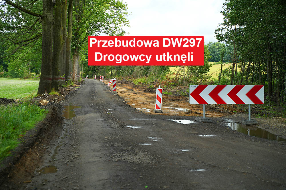 Przebudowa DW297 – drogowcy utknęli na 3 kilometrze